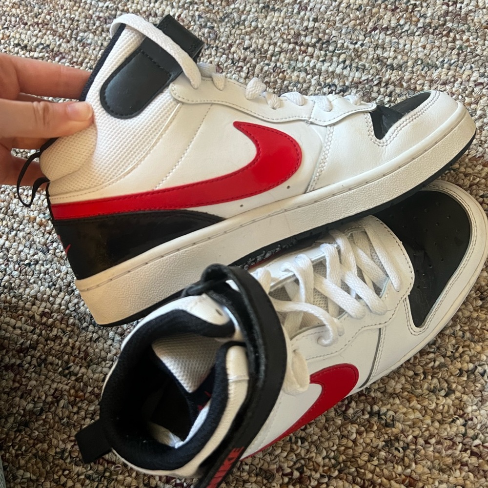 Nike Red, White, Black Court Borough Mid 2 (size 6 youth, 7.5 women)